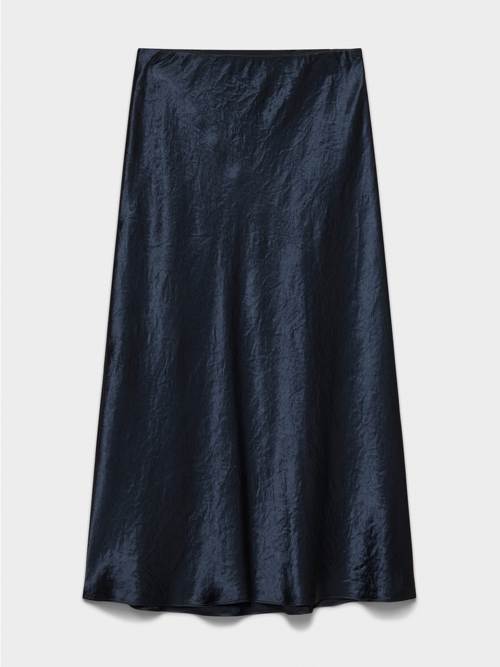 Babaton Navy Crinkled Satin A-Line Skirt
